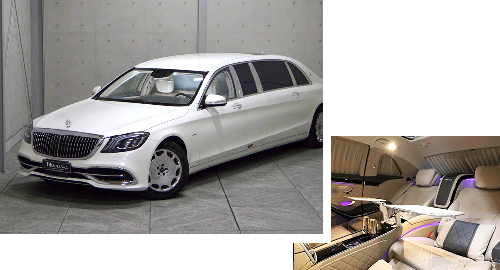 写真：送迎車の外観と内装